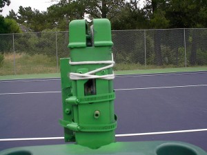 L&M Gear on a net post that has been painted green. (crank removed)
